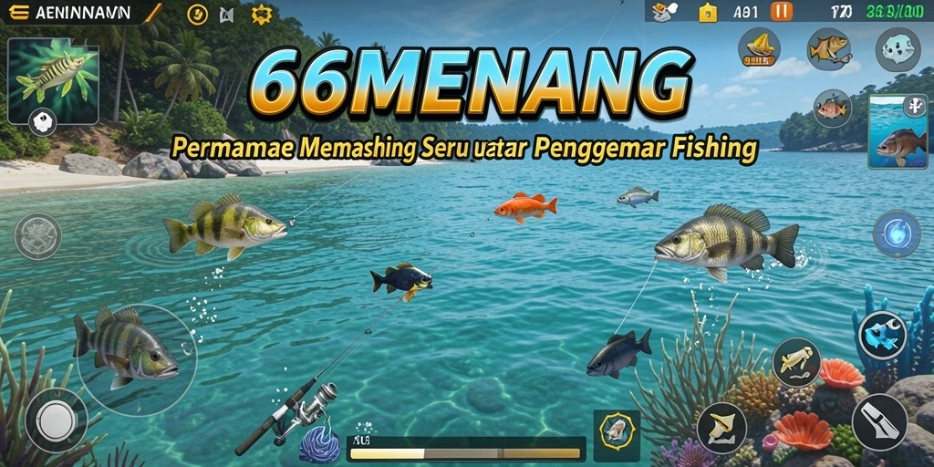 Screenshot menampilkan momen seru saat menangkap ikan dalam 66MENANG.