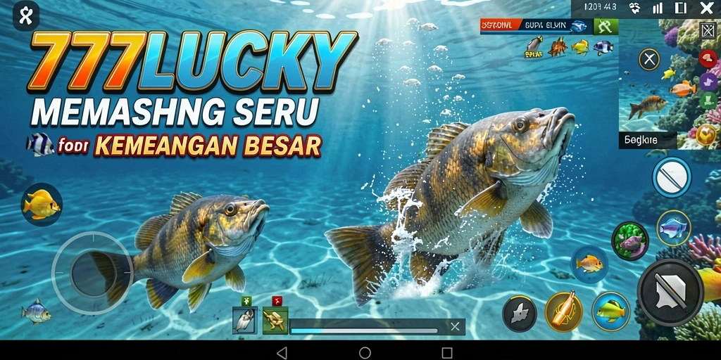Tampilan gameplay seru dalam 777LUCKY dengan tangkapan ikan yang beragam.