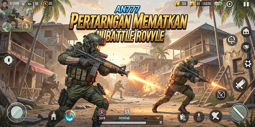 Gameplay seru dalam pertempuran Battle Royale AN777.