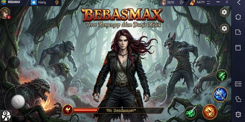 Screenshot gameplay BEBASMAX menampilkan suasana horor yang mencekam.