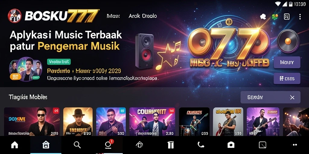 Tampilan gameplay <strong>BOSKU777</strong> yang menampilkan berbagai genre musik.