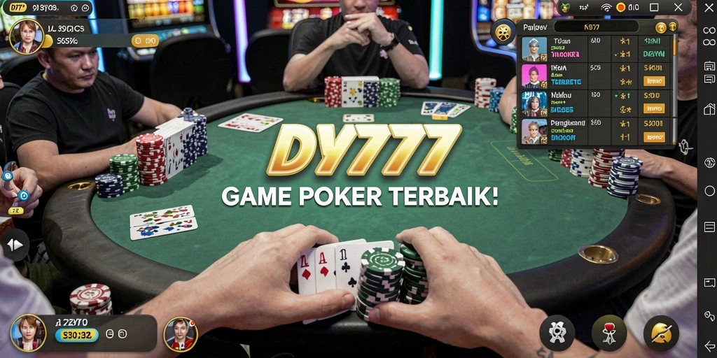 Screenshot gameplay serius DY777 dalam aksi poker.