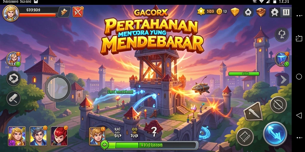 Tangkapan layar game GACORX menunjukkan aksi pertahanan menara yang seru.
