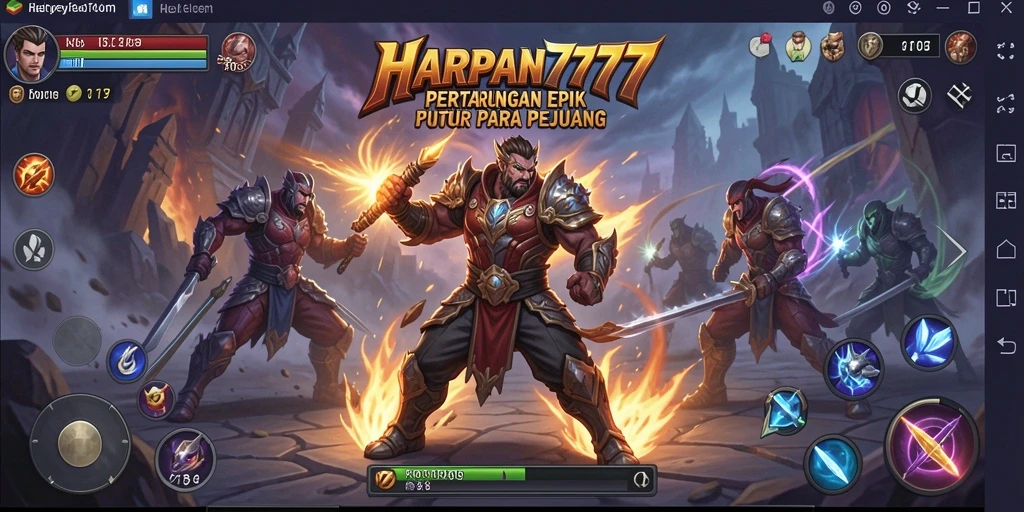 Tangkapan layar utama <strong>HARAPAN777</strong> menampilkan aksi pertarungan yang mendebarkan.