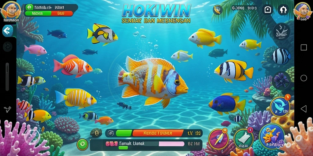 Screenshot menampilkan aksi seru dalam permainan Tembak Ikan HOKIWIN.