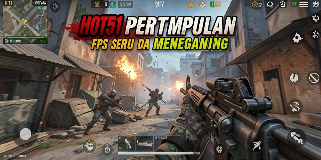 Gambaran menyeramkan dari aksi game FPS dengan berbagai senjata.