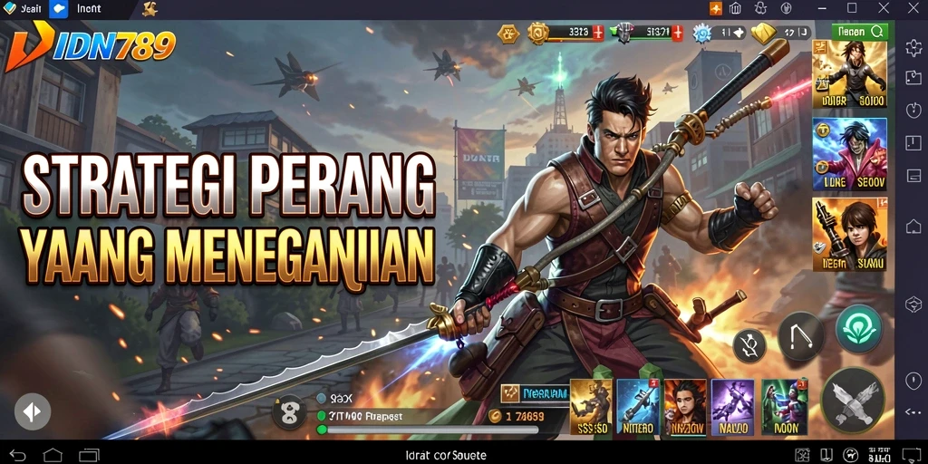 Tampilan pertarungan epik dalam game strategi IDN789.