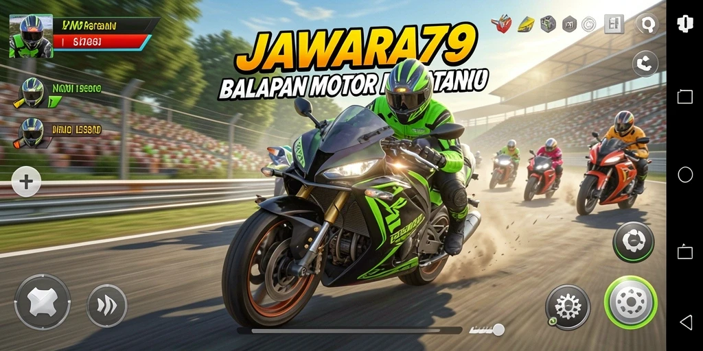 Tampilan seru gameplay balapan motor di JAWARA79