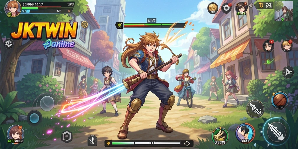 Tampilan gameplay anime yang menarik dalam JKTWIN