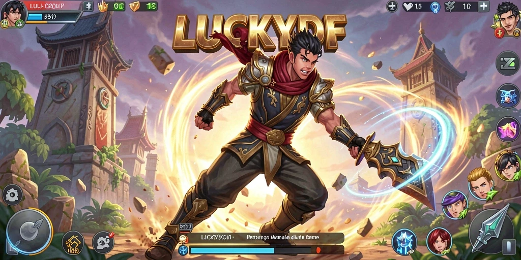 Tampilan aksi seru di arena pertarungan LUCKYDF.