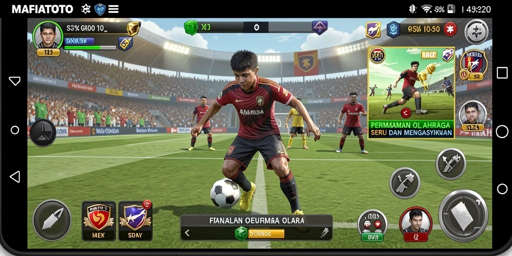 Screenshot dari gameplay MAFIATOTO yang menampilkan aksi olahraga yang seru.