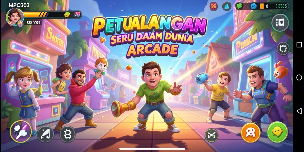 Screenshot MPO303 menampilkan aksi seru gameplay Arcade yang dinamis dan penuh warna.