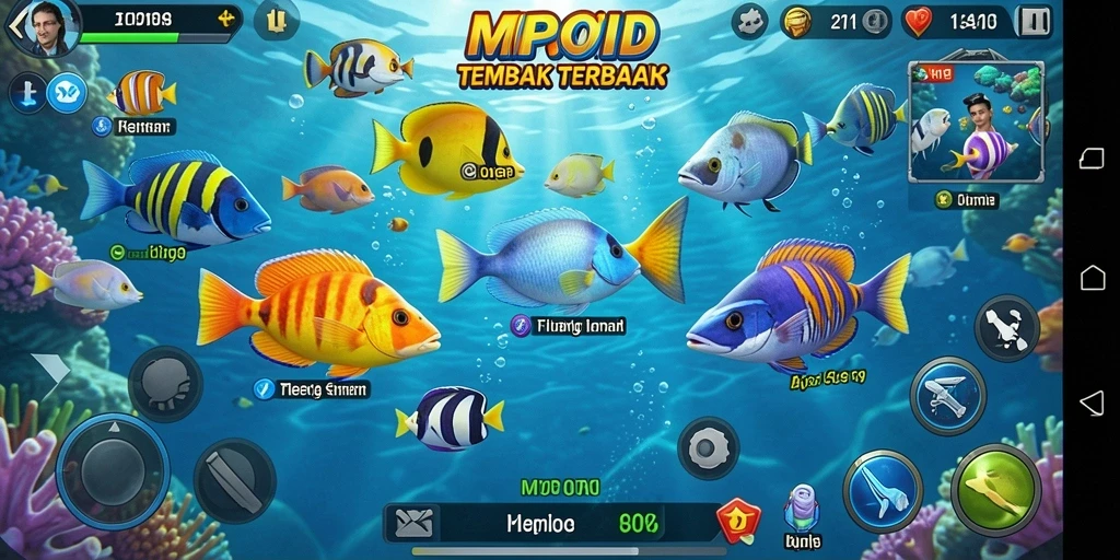Gameplay seru MPOID menembak ikan dengan beragam senjata.
