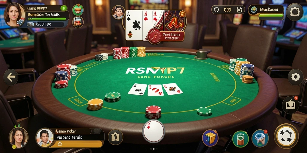 Tangkapan layar gameplay RSNVIP7 yang menampilkan keseruan permainan Poker.