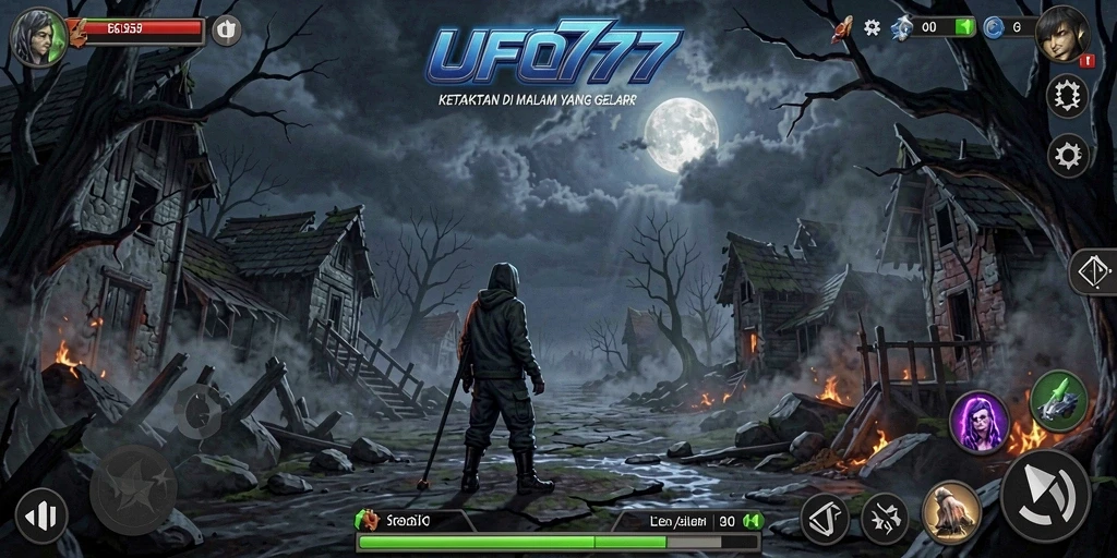 Tangkapan layar dari gameplay UFO777 menampilkan suasana Horror yang menegangkan.
