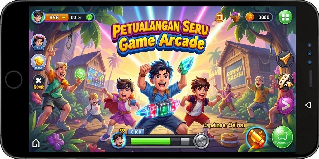 Screenshot gameplay V98 yang penuh aksi dan seru.